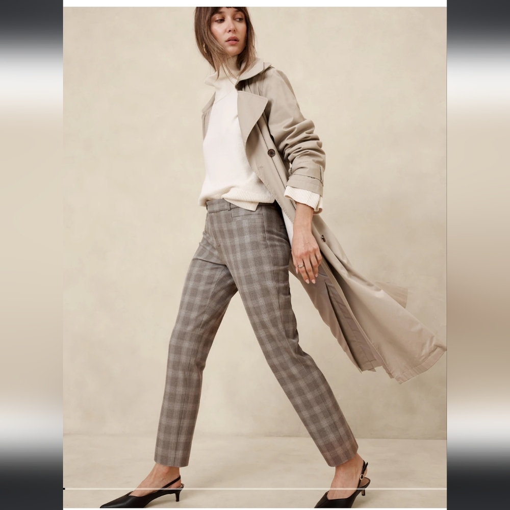 BANANA REPUBLIC Sloan Slim Ankle Pants - Grey Multi Plaid Size 6
